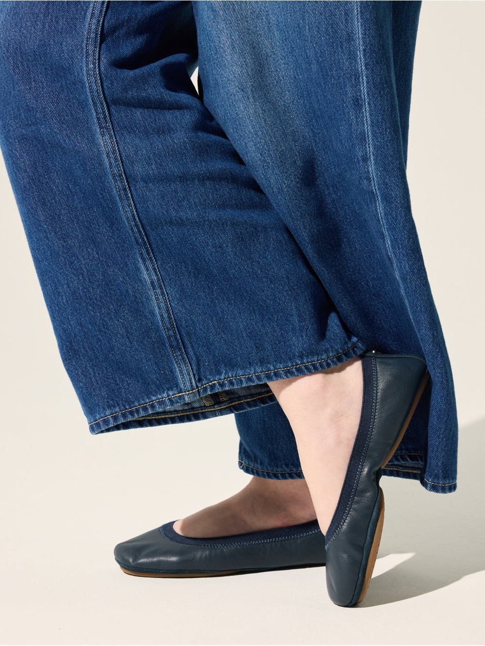 YOSI SAMRA Samara Foldable leather Ballet Flat in Deep Navy Leather SIZE 10 NWOT